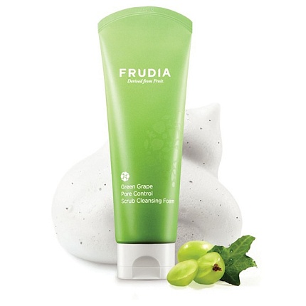 Себорегулирующая скраб-пенка для умывания с зеленым виноградом FRUDIA Green Grape Pore Control Scrub Cleansing Foam, 145 г