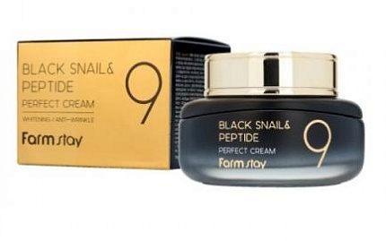 Омолаживающий крем для лица с комплексом из 9 пептидов, FarmStay Black Snail & Peptide9 Perfect Cream