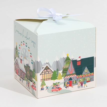 Коробка складная «Город новогодний», 12 × 12 × 12 см