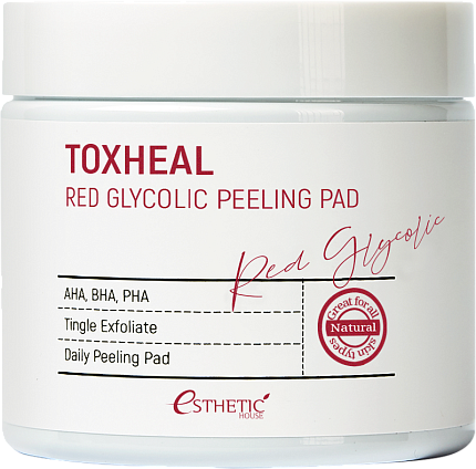 Пилинг-подушечки с миндальной кислотой, Esthetic House Toxheal Red Glyucolic Peeling Pad, 100 мл (100 шт)