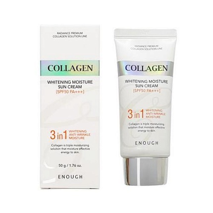 Солнцезащитный крем с коллагеном (SPF 50+), Enough Collagen 3in1 Whitening Moisture Sun Сream SPF50 PA+++