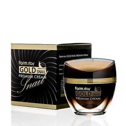 Премиальный крем для лица с золотом и муцином улитки, FarmStay Gold Snail Premium Cream