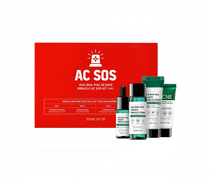 Набор миниатюр с кислотами для проблемной кожи, Some By Mi AC SOS AHA-BHA-PHA 30 Days Miracle AC SOS Kit