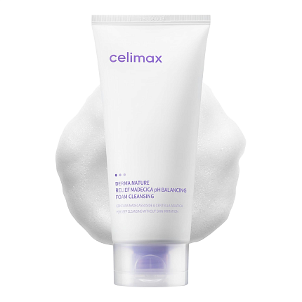 Слабокислотная очищающая пенка Celimax Derma Nature Relief Madecica pH Balancing Foam Cleansing