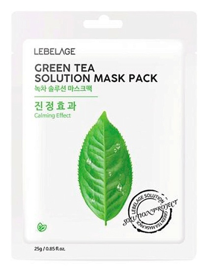 Тканевая маска с зеленым чаем, Lebelage Green Tea Solution Mask Pack