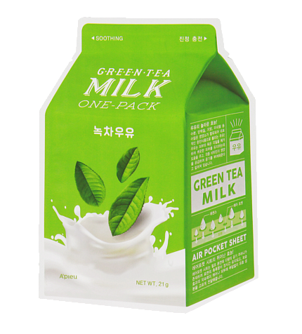 Успокаивающая маска с зеленым чаем и гамамелисом, A'Pieu Green Tea Milk One-Pack