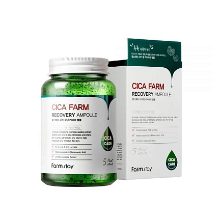 Успокаивающая сыворотка с центеллой, FarmStay Cica Farm Recovery Ampoule