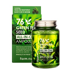 Успокаивающая сыворотка с зеленым чаем (250 мл), FarmStay 6 Green Tea Seed All-In-One Ampoule