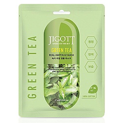 Тканевая маска с зеленым чаем, Jigott Green tea real ampoule mask