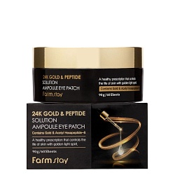 Антивозрастные патчи для глаз с золотом и пептидами, FarmStay 24K Gold & Peptide Solution Ampoule Eye Patch