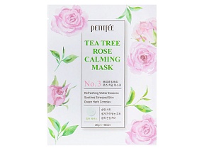 Успокаивающая маска с чайным деревом, Petitfee Tea Tree Rose Calming Mask