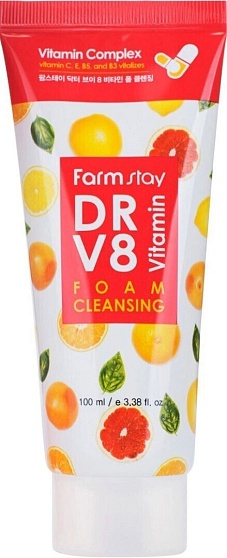 Пенка для сияния кожи с витаминами, FarmStay DR-V8 Vitamin Foam Cleansing