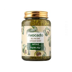 Успокаивающая сыворотка с авокадо (250 мл), FarmStay Avocado All-In-One Intensive Moist Ampoule