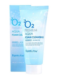 Успокаивающая пенка с аквамарином (100 мл), FarmStay O2 Premium Aqua Foam Cleansing