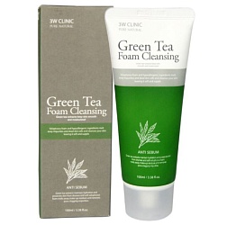 Пенка для умывания с экстрактом зеленого чая (100 мл), 3W CLINIC Green Tea Foam Cleansing